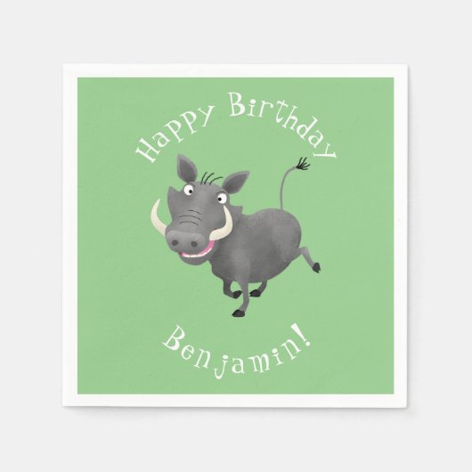 Funny african warthog pig cartoon servet (Voorkant)