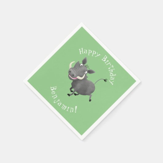 Funny african warthog pig cartoon servet (Hoek)