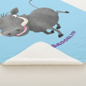 Funny african warthog pig cartoon sherpa deken (3/4)