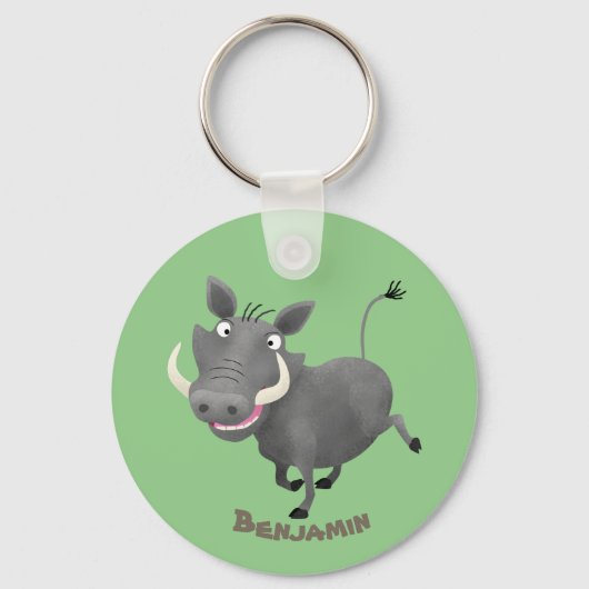 Funny african warthog pig cartoon sleutelhanger (Voorkant)