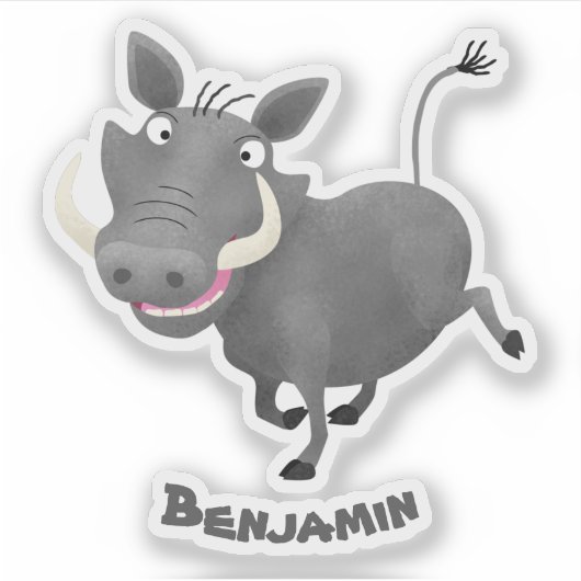 Funny african warthog pig cartoon sticker (Voorkant)