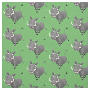 Funny african warthog pig cartoon stof