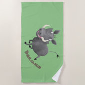 Funny african warthog pig cartoon strandlaken (Voorkant)