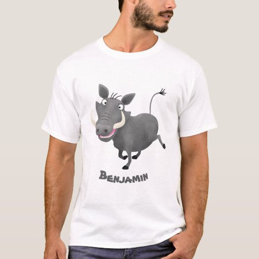 Funny african warthog pig cartoon t-shirt (Voorkant)