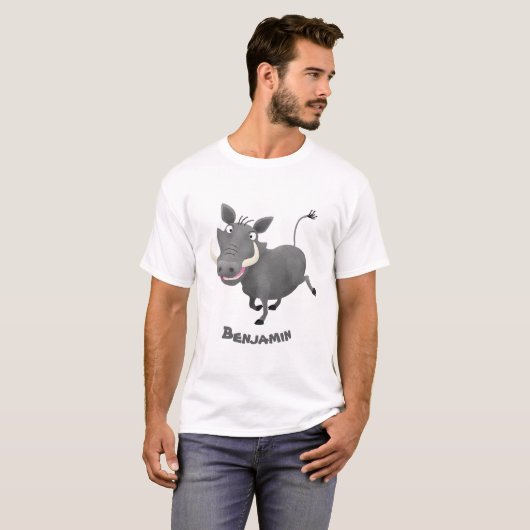 Funny african warthog pig cartoon t-shirt (Voorkant volledig)