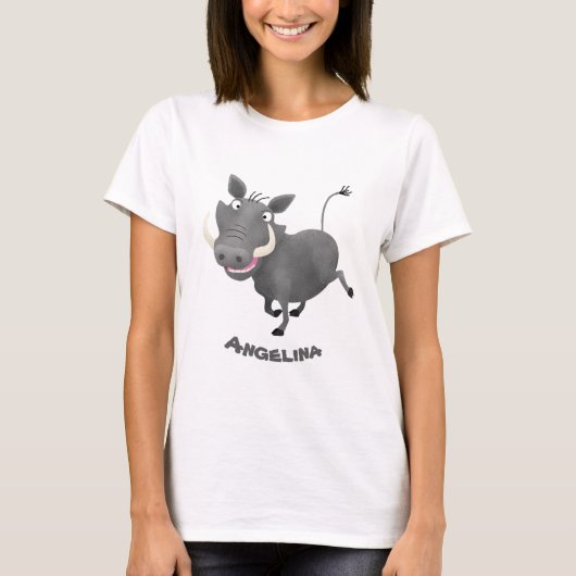 Funny african warthog pig cartoon t-shirt (Voorkant)