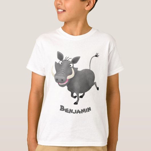 Funny african warthog pig cartoon t-shirt (Voorkant)