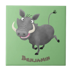 Funny african warthog pig cartoon tegeltje