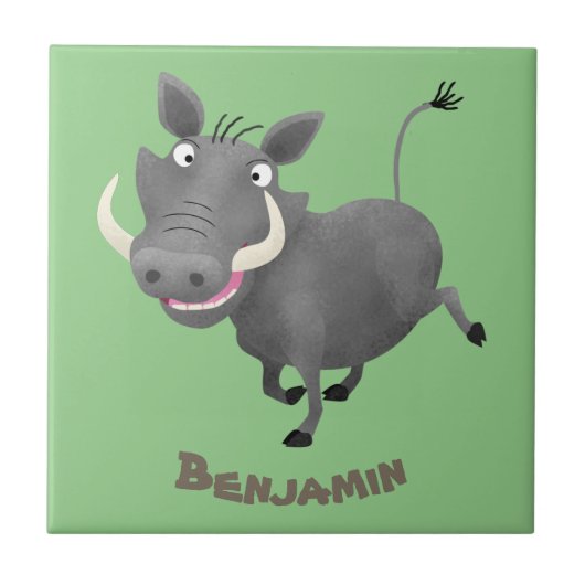 Funny african warthog pig cartoon tegeltje (Voorkant)