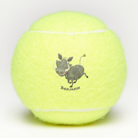Funny african warthog pig cartoon tennisballen (Voorkant)