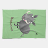 Funny african warthog pig cartoon theedoek (Horizontaal)