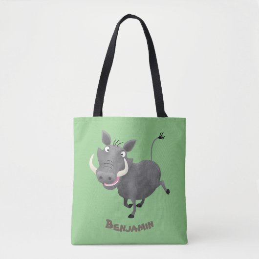 Funny african warthog pig cartoon tote bag (Voorkant)