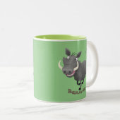 Funny african warthog pig cartoon tweekleurige koffiemok (Voorkant rechts)