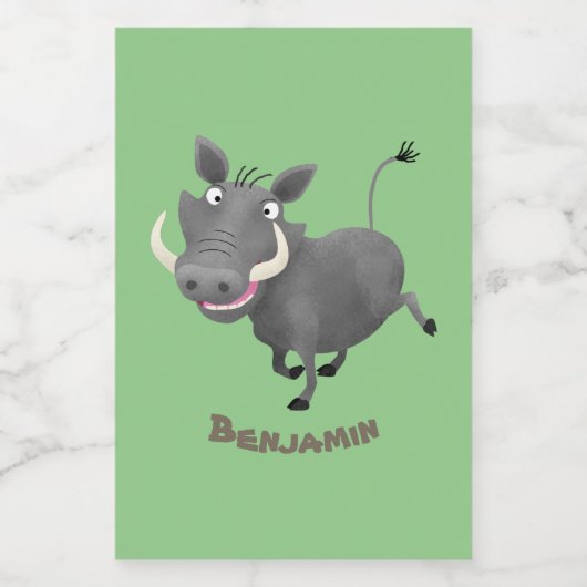 Funny african warthog pig cartoon voedselcontainer etiket (Enkel label)