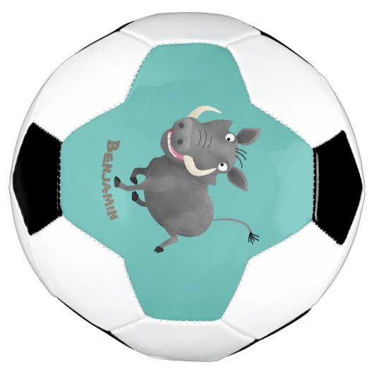 Funny african warthog pig cartoon voetbal (Gedraaid)