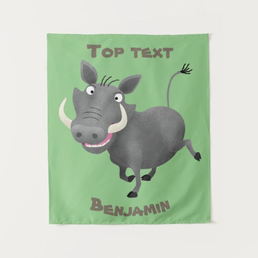 Funny african warthog pig cartoon wandkleed (Voorkant)