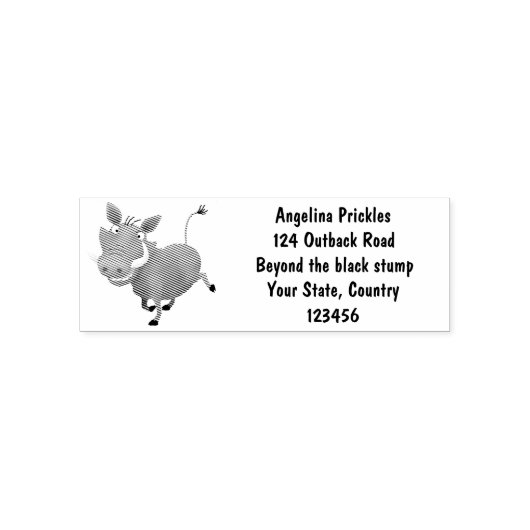 Funny african warthog pig cartoon zelfinktende stempel (Design)