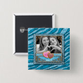 Funny Afstudeerder Afstuderen Zebra Glitter Foto H Vierkante Button 5,1 Cm (Voorkant /achterkant)