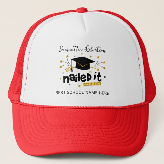 Funny Afstuderen 2023 Nailed IT Personalized Afstu Trucker Pet (Voorkant)