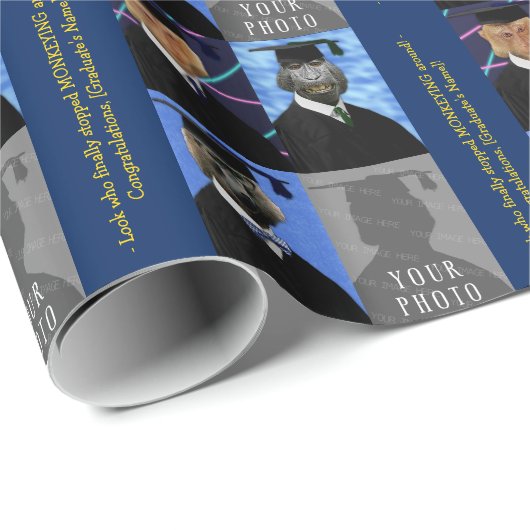 Funny Afstuderen apen Aangepast gefeliciteerd Cadeaupapier (Rol Hoek)