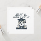 Funny Afstuderen Cat Kaart (Voorkant / Achterkant in situ)