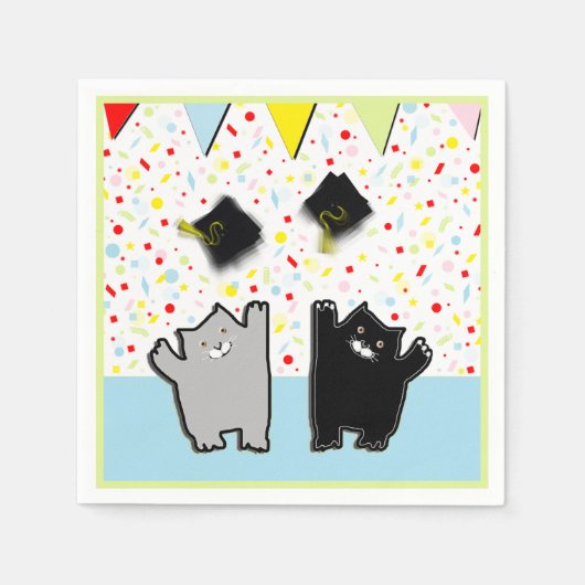 Funny Afstuderen Cats Party Servet (Voorkant)