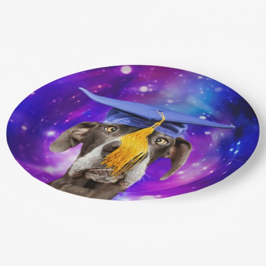 Funny Afstuderen Dog Wearing Pet Papieren Bordje (Gekanteld)