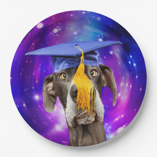 Funny Afstuderen Dog Wearing Pet Papieren Bordje (Voorkant)