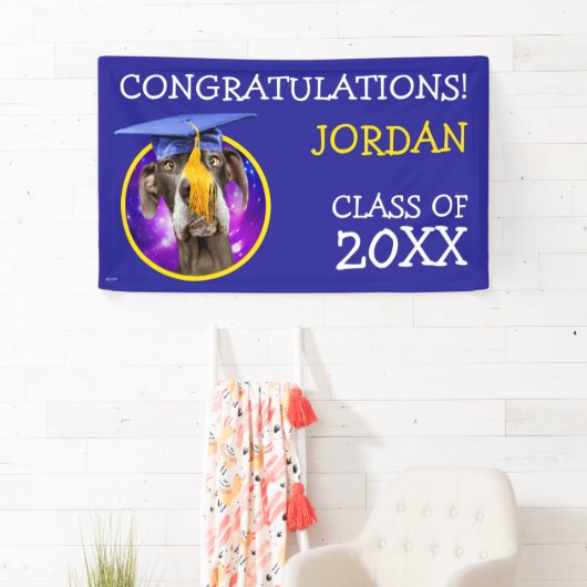 Funny Afstuderen Dog Wearing Pet Spandoek (Insitu)