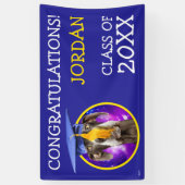 Funny Afstuderen Dog Wearing Pet Spandoek (Verticaal)