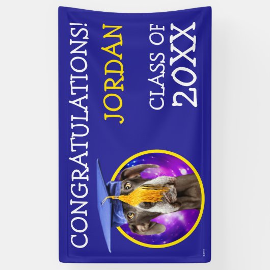 Funny Afstuderen Dog Wearing Pet Spandoek (Verticaal)