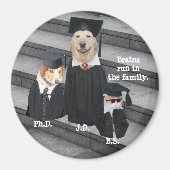 Funny Afstuderen Dogs & Cat Magneet (Voorkant)