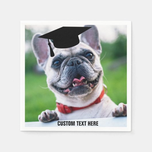 Funny Afstuderen French Bulldog Photo Custom Servet (Voorkant)