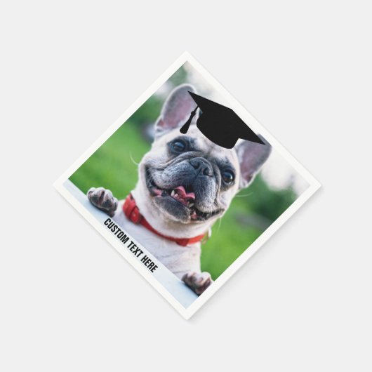 Funny Afstuderen French Bulldog Photo Custom Servet (Hoek)