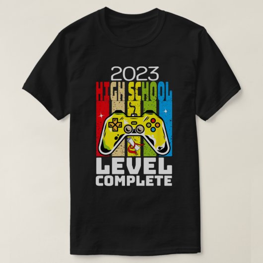 Funny Afstuderen High School Level Complete video T-shirt (Design voorkant)