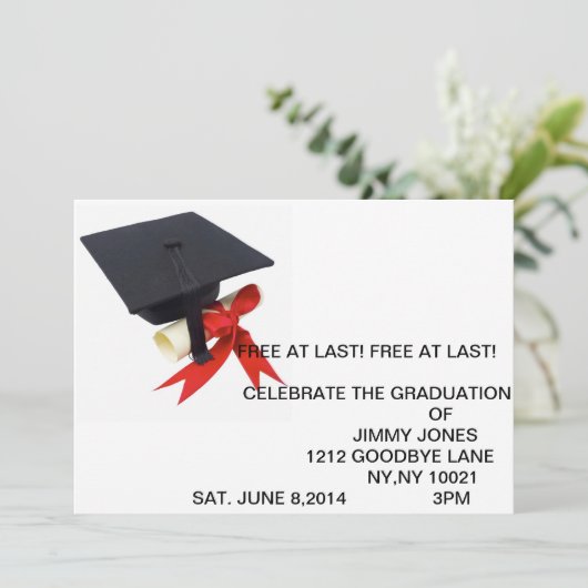 FUNNY AFSTUDEREN INVITATION KAART (Staand voorkant)