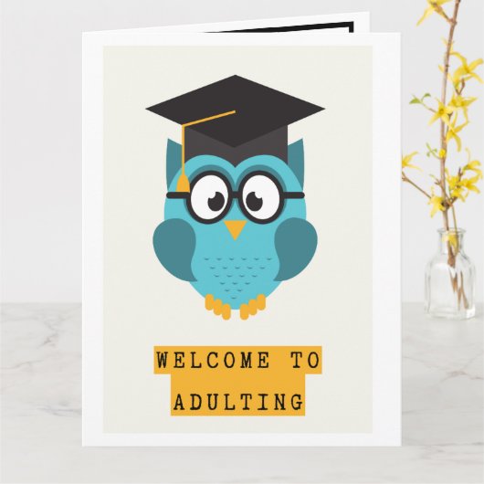 Funny Afstuderen Kaart Adulting humor (Gele Bloem)