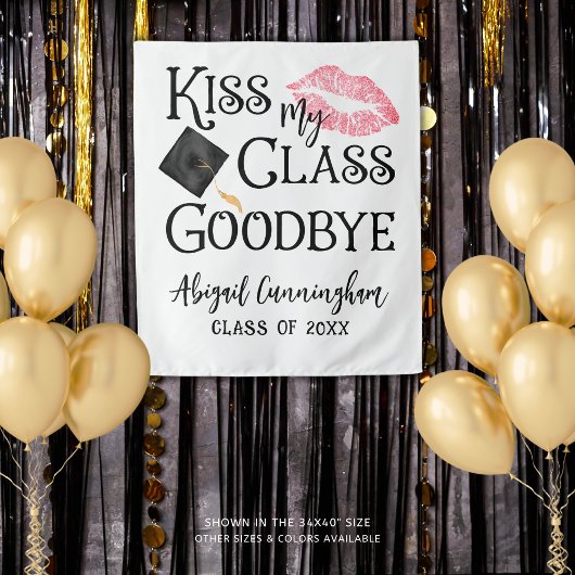 Funny Afstuderen Kus My Class Goodbye Backdrop Wandkleed