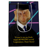 Funny Afstuderen Monkey Macaque feliciteert Medium Cadeauzakje (Achterkant)