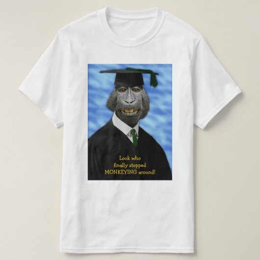 Funny Afstuderen Monkey Macaque Yearbook Custom T-shirt (Design voorkant)