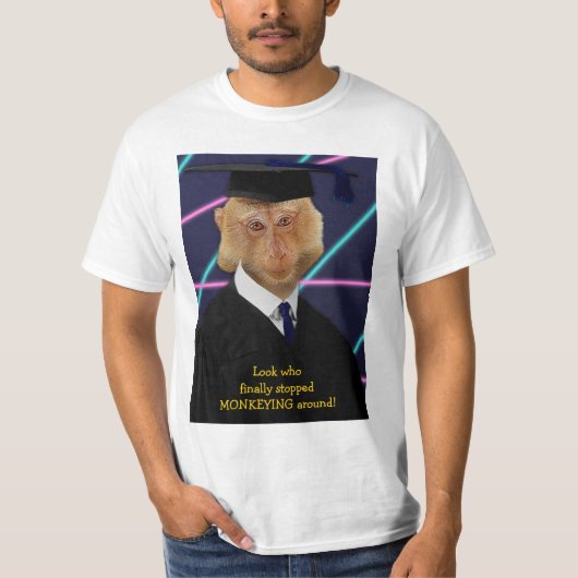 Funny Afstuderen Monkey Macaque Yearbook Custom T-shirt (Voorkant)