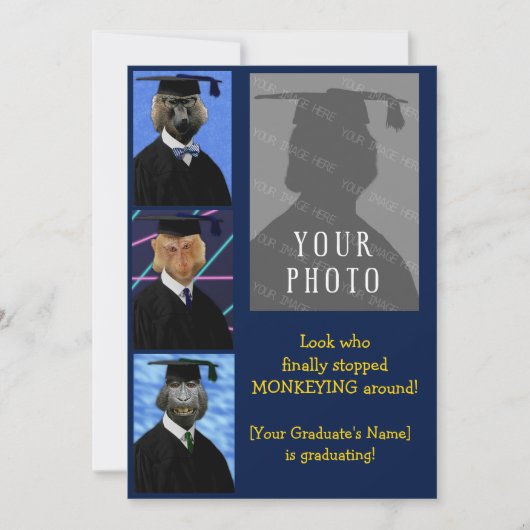 Funny Afstuderen Monkeys Party Notice Kaart (Voorkant)