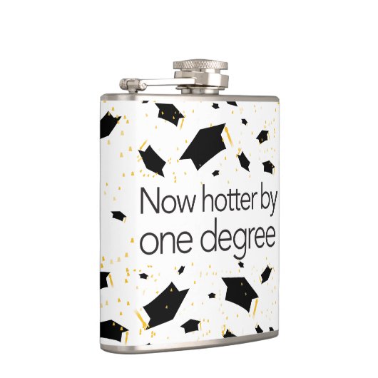 Funny afstuderen nu warmer met één graad - Flask Heupfles (Rechts)
