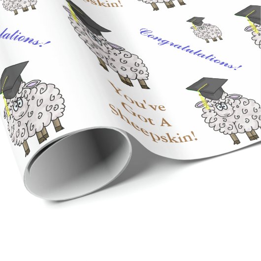 Funny Afstuderen Sheep Sheepskin Gift Wrap Cadeaupapier (Rol Hoek)