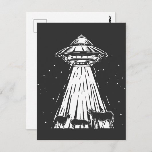 Funny Agriculture Alien Cows UFO Abduction Farmer Briefkaart (Voorkant / Achterkant)