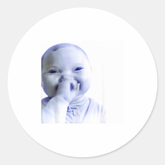 Funny Ai Baby Holding Laugh Meme  Ronde Sticker (Voorkant)