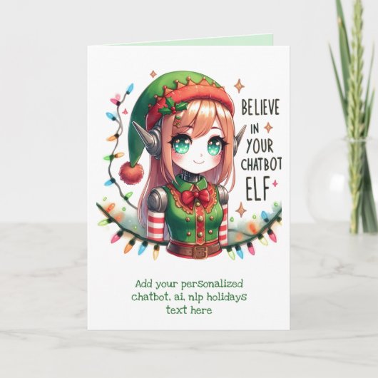 Funny Ai Chatbot Elf Wenskaart Corporate Feestdagen Kaart (Voorkant)