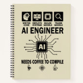 Funny AI Engineer Coding Programmer Developer Tech Notitieboek (Voorkant)