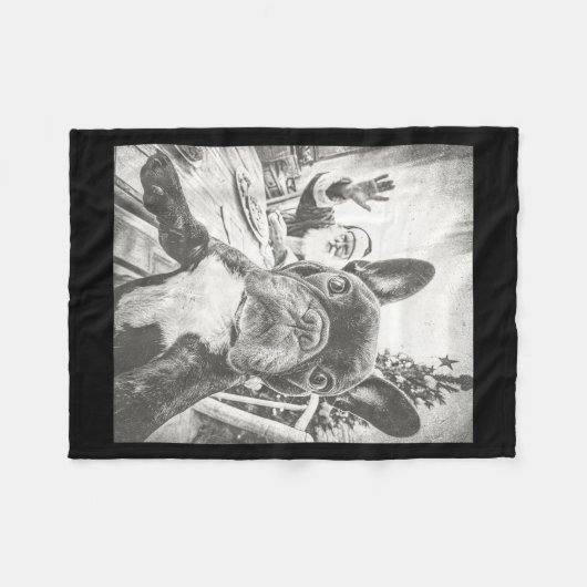 Funny Ai French Bulldog Selfie With Santa Claus Ch Fleece Deken (Voorkant (Horizontaal))
