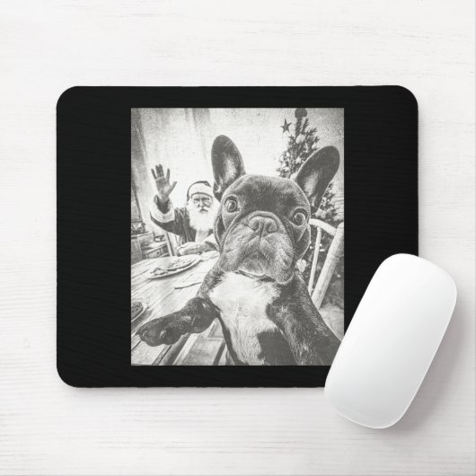 Funny Ai French Bulldog Selfie With Santa Claus Ch Muismat (Met muis)